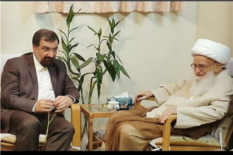 دبیر مجمع تشخیص نظام با آیت الله صافی گلپایگانی دیدار کرد