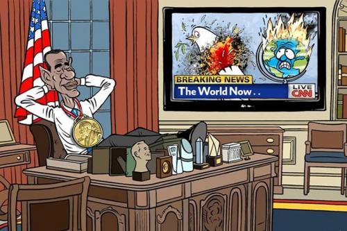 کاریکاتور: اوباما و جایزه صلح نوبل!!! 