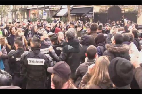 فیلم:برخورد پلیس فرانسه با تجمع حمایت از مهاجرین