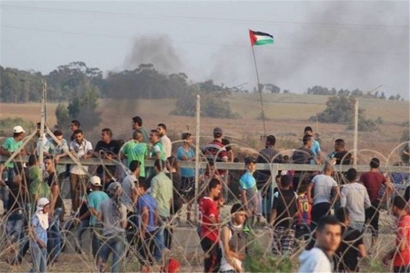  درگیری‌های جوانان فلسطینی با نظامیان اشغالگر در مرز با غزه