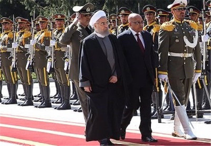 مراسم استقبال رسمی روحانی از رئیس‌جمهور آفریقای‌جنوبی