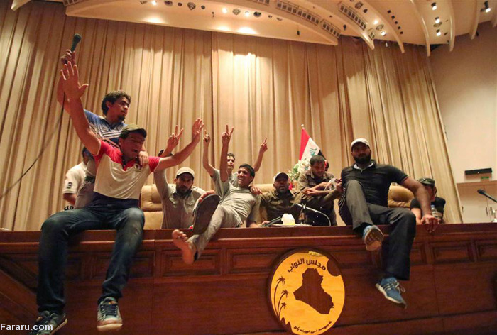 (تصاویر) لحظه شکستن در پارلمان عراق 