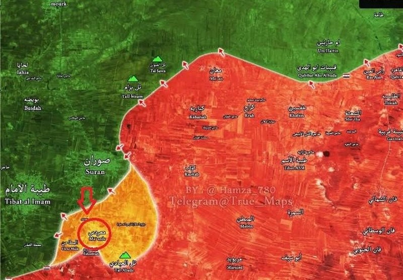 پیشروی ارتش سوریه به سمت «خان‌طومان» و شکست تروریست‌ها در اشغال «معردس»+نقشه