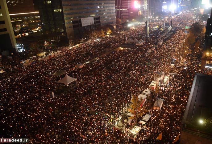 (تصاویر) اجتماع میلیونی معترضان در کره جنوبی 