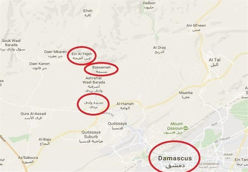  ورود هیئت نظامی و امنیتی به «وادی‌‌بردی» / احتمال آزادسازی ۷ روستا در حومه دمشق با توافق آشتی