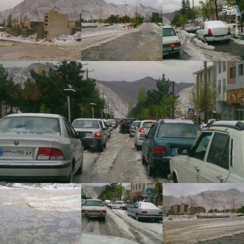 عکس/ بارش تگرگ بهاری در سمنان