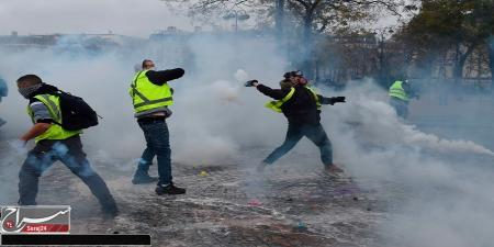 درگیری مردم با نیروهای نیرو‌های امنیتی در پاریس+فیلم