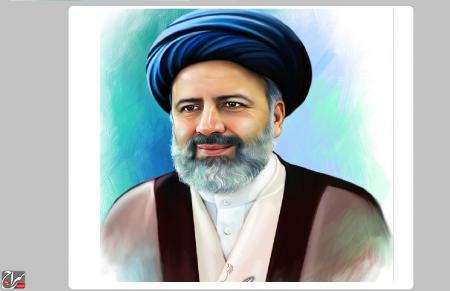 نقاشی چهره حجت الاسلام سید ابراهیم رئیسی به مناسبت هفته قوه قضائیه