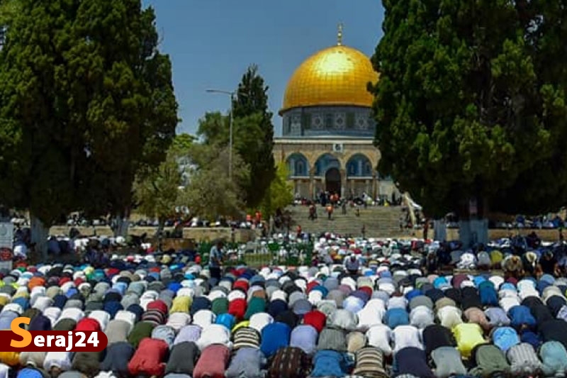 حضور گسترده فلسطینی‌ها در نماز عید قربان در مسجدالاقصی +عکس