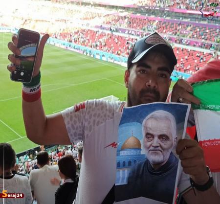 تصویر حاج قاسم سلیمانی در استادیوم قطری