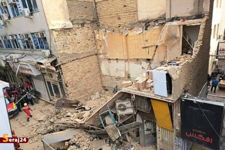 جزئیات ریزش ساختمان قدیمی دو طبقه در خیابان ملت