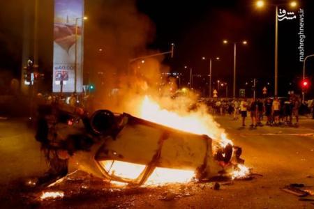 شعله ور شدن آتش در خیابان های تل آویو + فیلم 