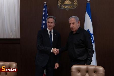 وحشت و فرار بلینکن و نتانیاهو در پی آژیر خطر و رفتن به پناهگاه