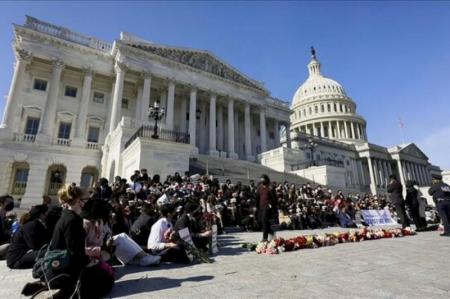 تجمع کارمندان کنگره آمریکا برای آتش بس غزه