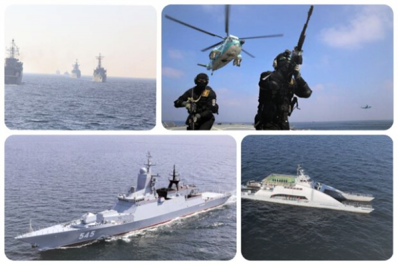 رزمایش دریایی مشترک ایران با ناوهای چین و روسیه