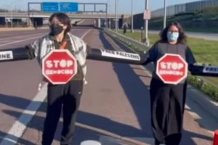 مسدود کردن مسیر فرودگاه شیکاگو در حمایت از غزه + فیلم