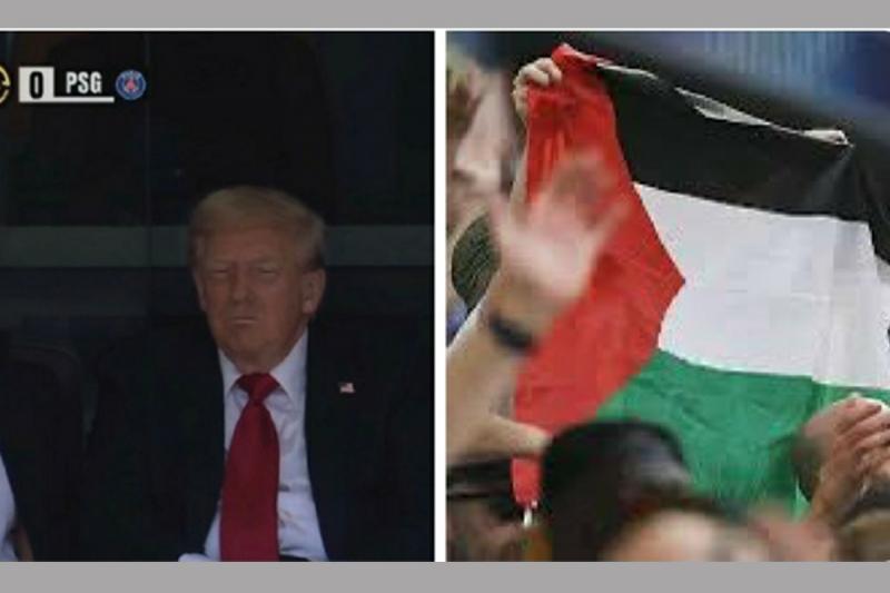 پرچم فلسطین شوی فوتبالی ترامپ را خراب کرد