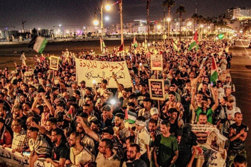 ۱۱۰ تظاهرات در ۵۸ شهر مغرب به مناسبت توافق آتش‌بس در غزه