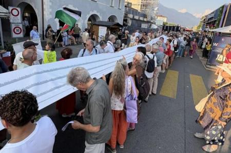 پرچم فلسطین در جشنواره لوکارنو بالا رفت