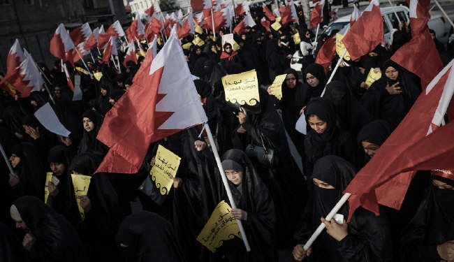 تظاهرات زنان بحرینی در اعتراض به ادامه سرکوب ها و شکنجه زندانیان