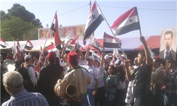 شادی هواداران اسد مقابل مراکز رأی گیری