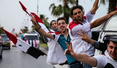 جشن و پایکوبی ملت سوریه +تصاویر