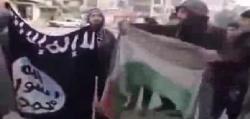 داعش پرچم فلسطین را لگدمال کرد!+تصاویر