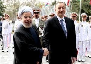  استقبال رسمی الهام علی‌اف از روحانی در کاخ زاگولبا 