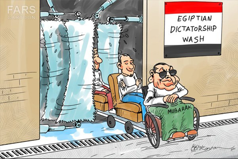کاریکاتور دیکتاتور مصر بعد از تبرئه 