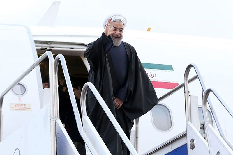 روحانی وارد عشق‌آباد شد 
